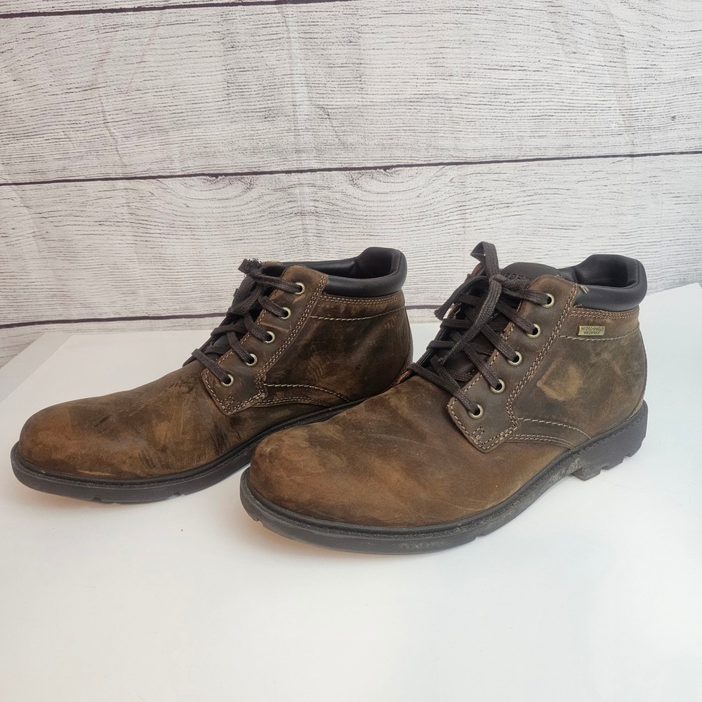 Rockport XCS Hydro-Shield Men's 10 Brown Leather Waterproof Plain Toe Boots